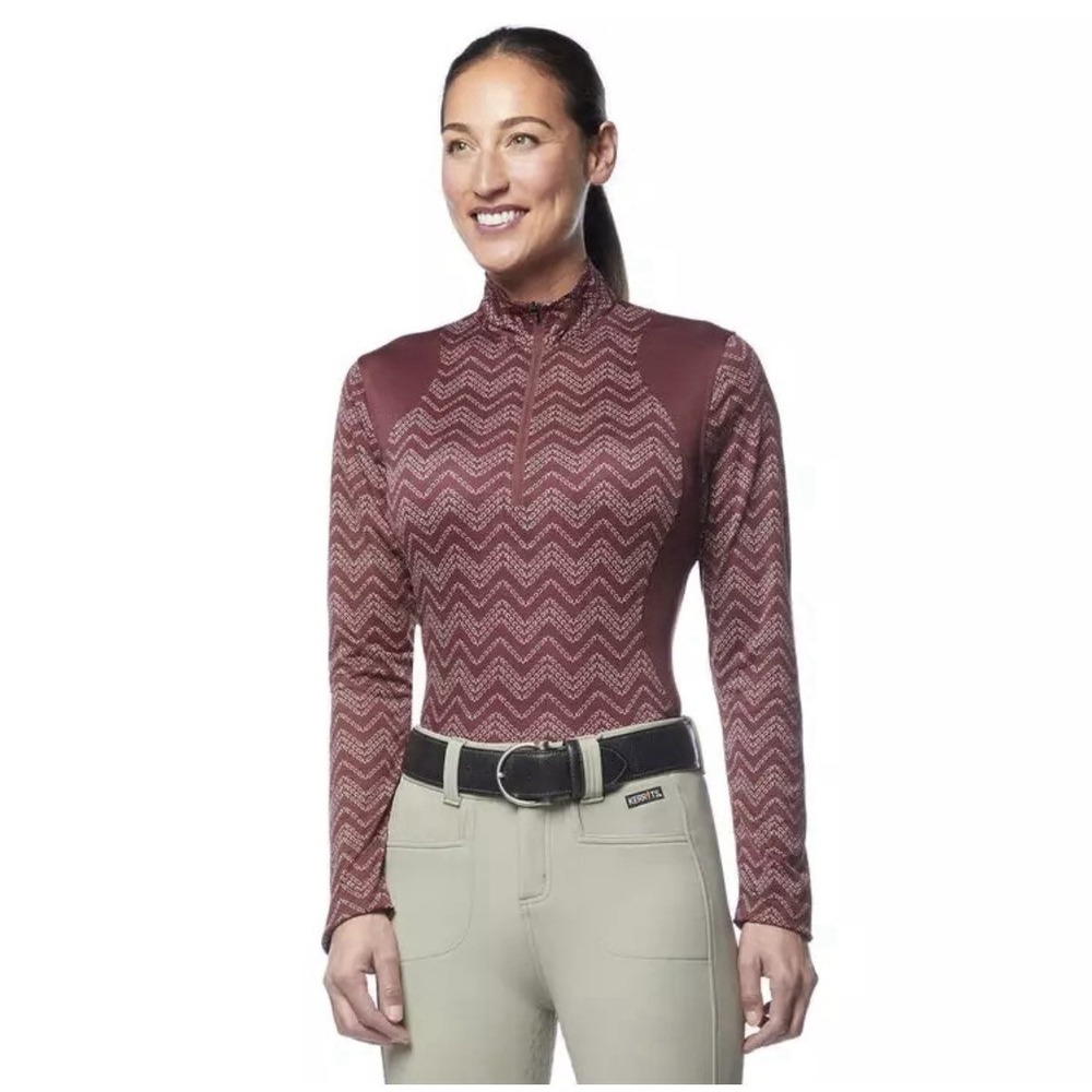 Kerrits Easy Stride Ice Fil Long Sleeve Shirt S Mahogany Horse Riding Equestrian